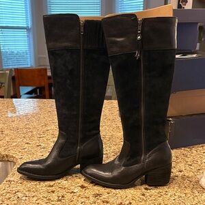 Born Black Leather and Suede Boots